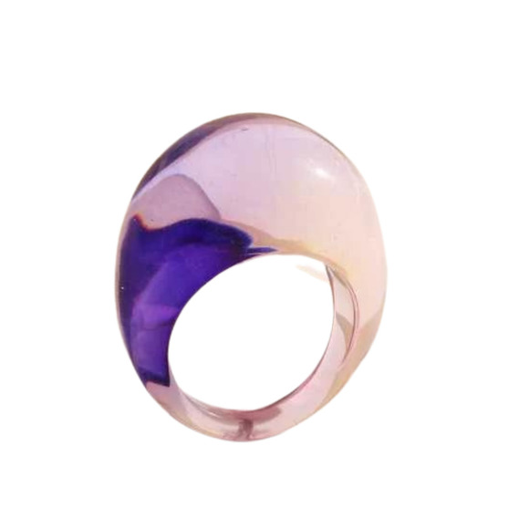 Oversized Ring Purple Ombre Acrylic Ring Big Ring Translucent Cocktail Ring NEW - Picture 5 of 7